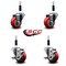 Service Caster 3'' Red Poly Wheel Swivel 7/8'' Expanding Stem Caster Set 2 Brakes, 4PK SCC-EX20S314-PPUB-RED-2-TLB-2-78 - alternate 5